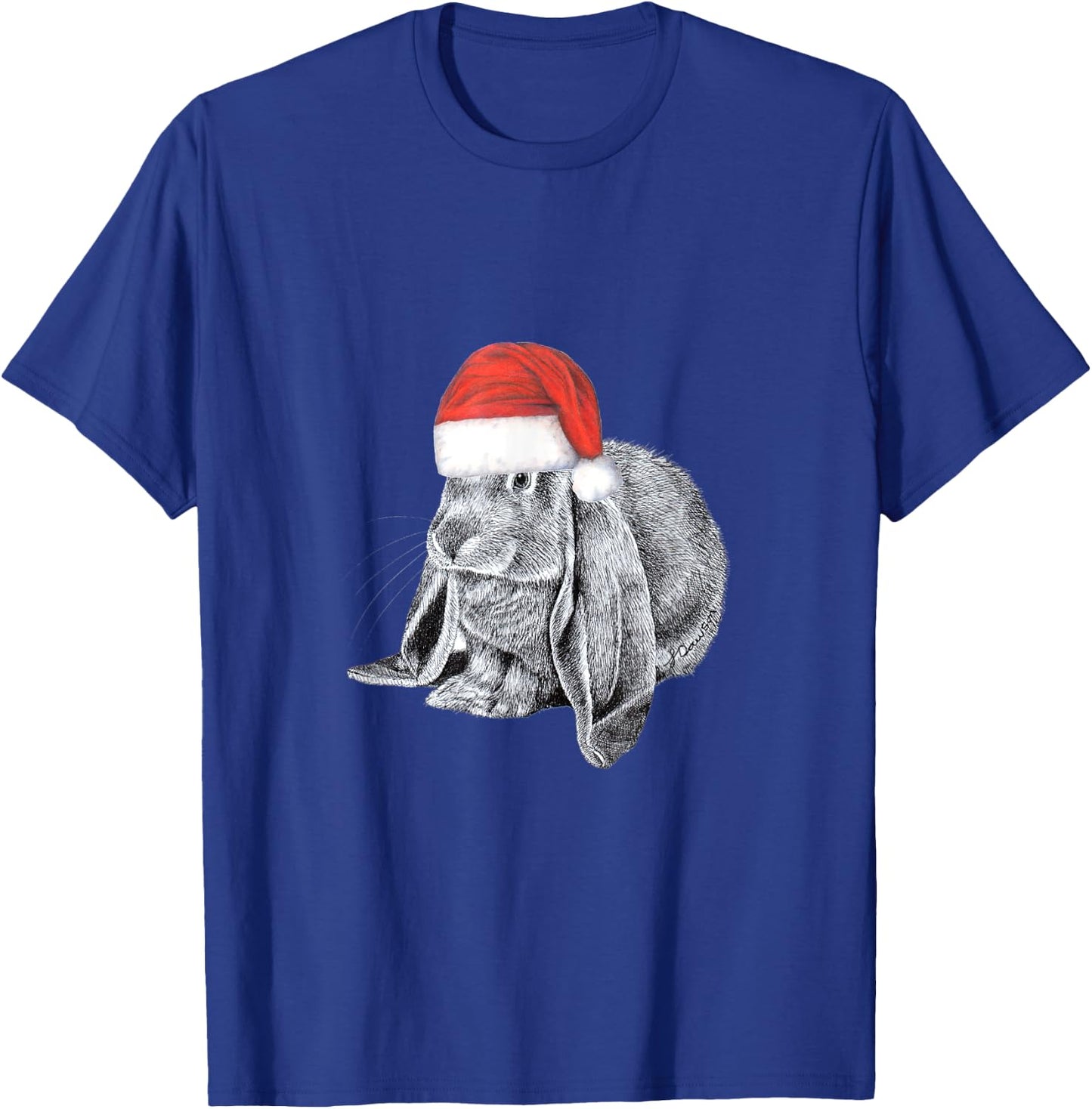 English Lop Eared Bunny Rabbit Wearing Christmas Santa Hat T-Shirt - T-Shirt | Royal