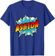 Kids Boys Ashton Name Comic Book Superhero T-Shirt - T-Shirt | Royal