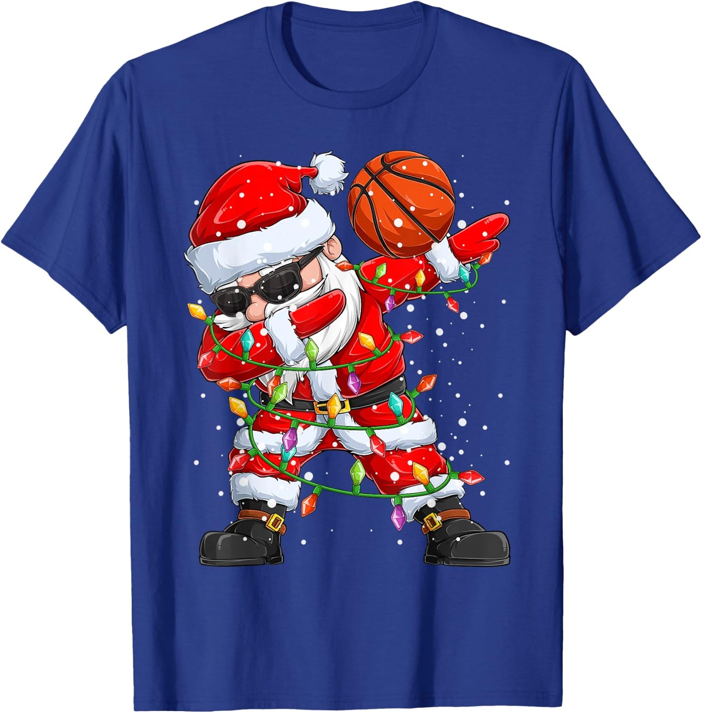 Dabbing Santa Basketball Christmas Tree Lights Kids Dab Xmas T-Shirt - T-Shirt | Royal