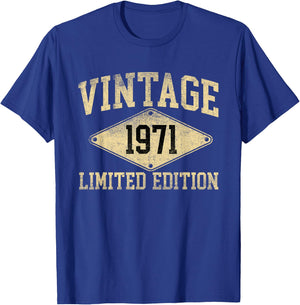 Vintage 1971 Limited Edition Year Of Birth Birthday T-Shirt - T-Shirt | Royal