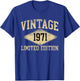 Vintage 1971 Limited Edition Year Of Birth Birthday T-Shirt - T-Shirt | Royal