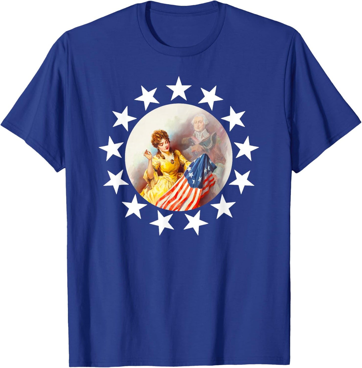 1776 George Washington Betsy Ross Flag Shirt Art-13 Stars T-Shirt - T-Shirt | Royal