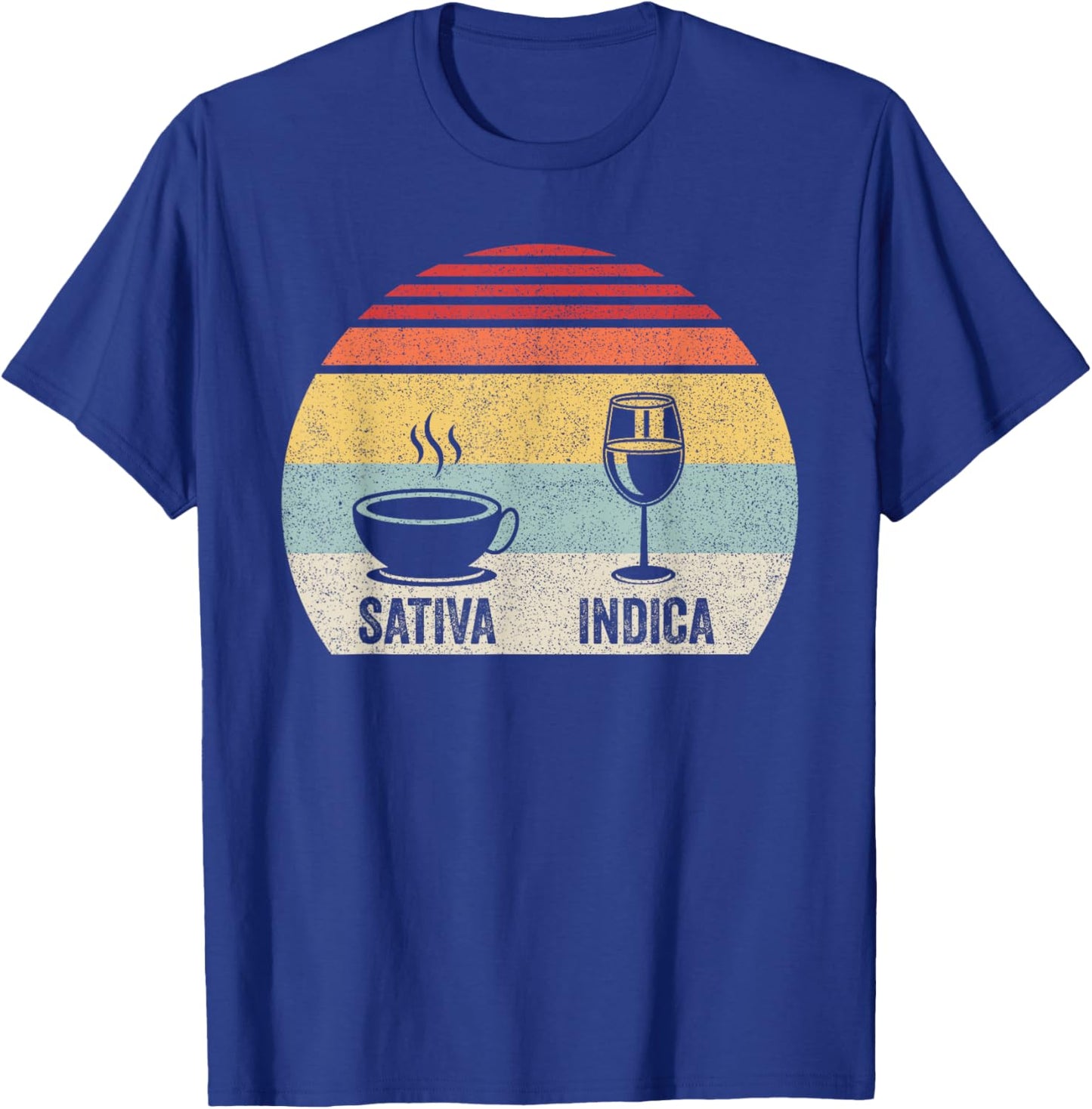 Vintage Retro Coffee Wine Sativa Indica T-Shirt - T-Shirt | Royal
