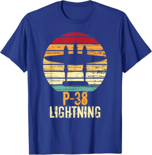 Vintage Warbird P-38 Lightning Fighter Airplane T-Shirt - T-Shirt | Royal