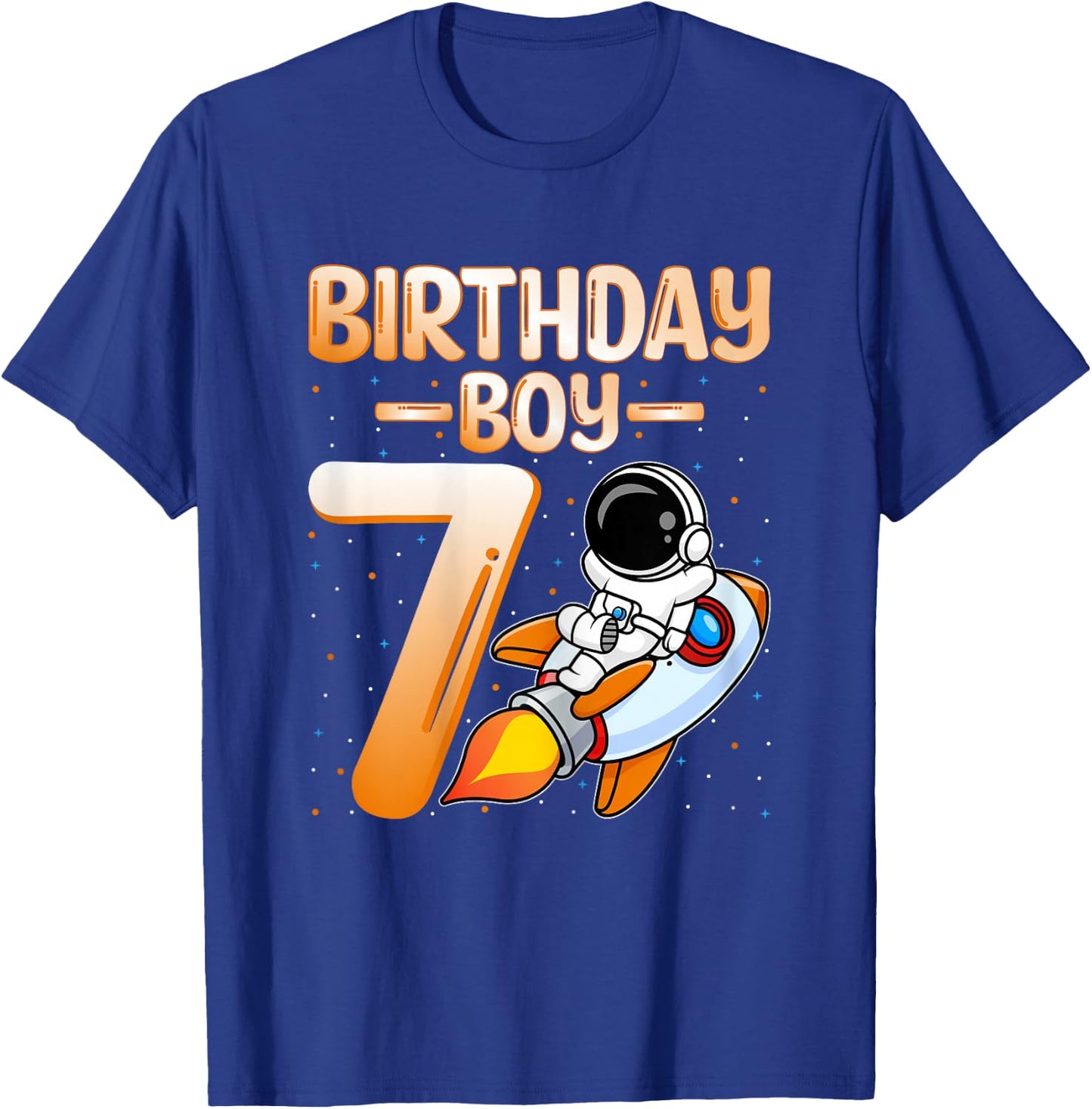 Birthday Boy 7 Years Old Astronaut Space 7th Birthday Party T-Shirt - T-Shirt | Royal