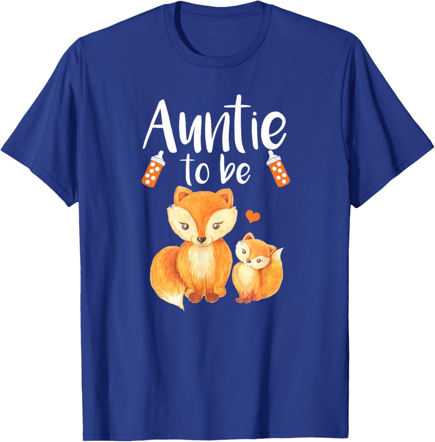 Auntie To Be Fox Baby Shower Cute Forest Animal T-Shirt - T-Shirt | Royal