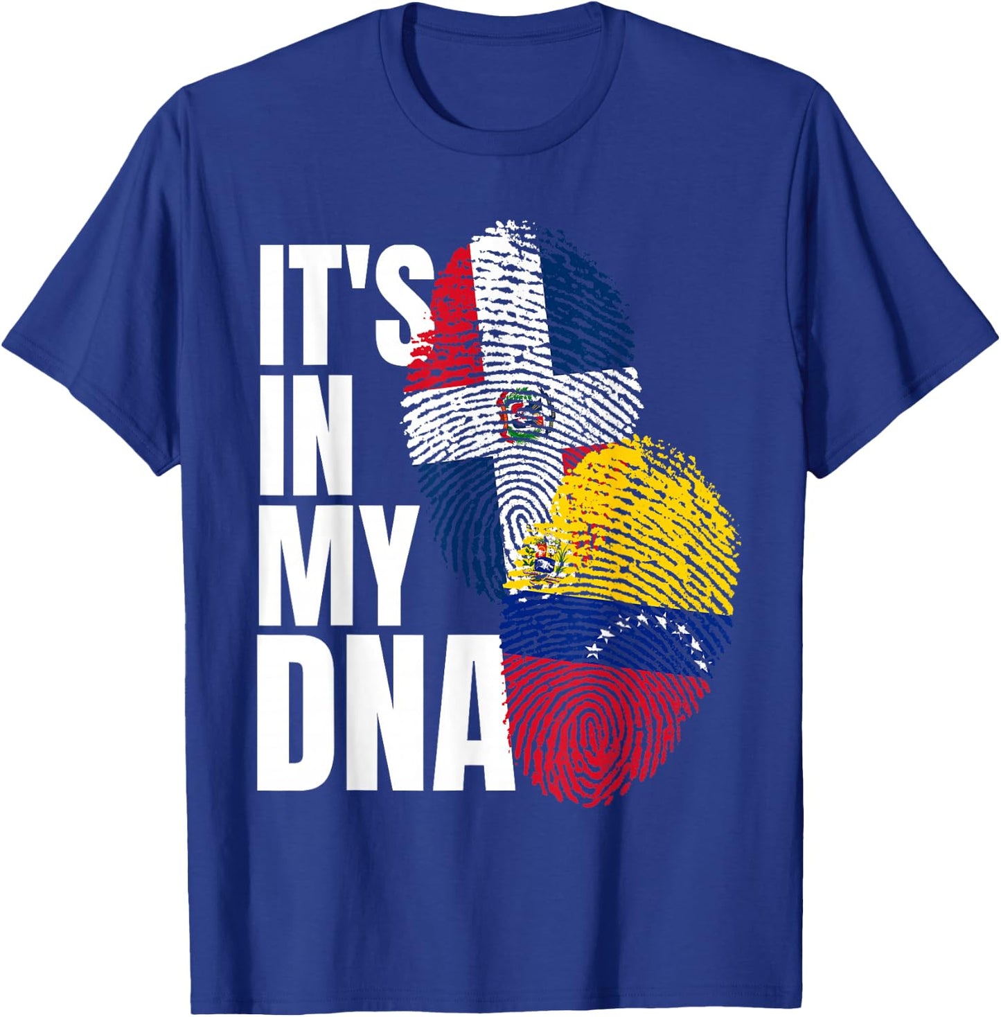 Dominican And Venezuelan DNA Mix Flag Heritage T-Shirt - T-Shirt | Royal