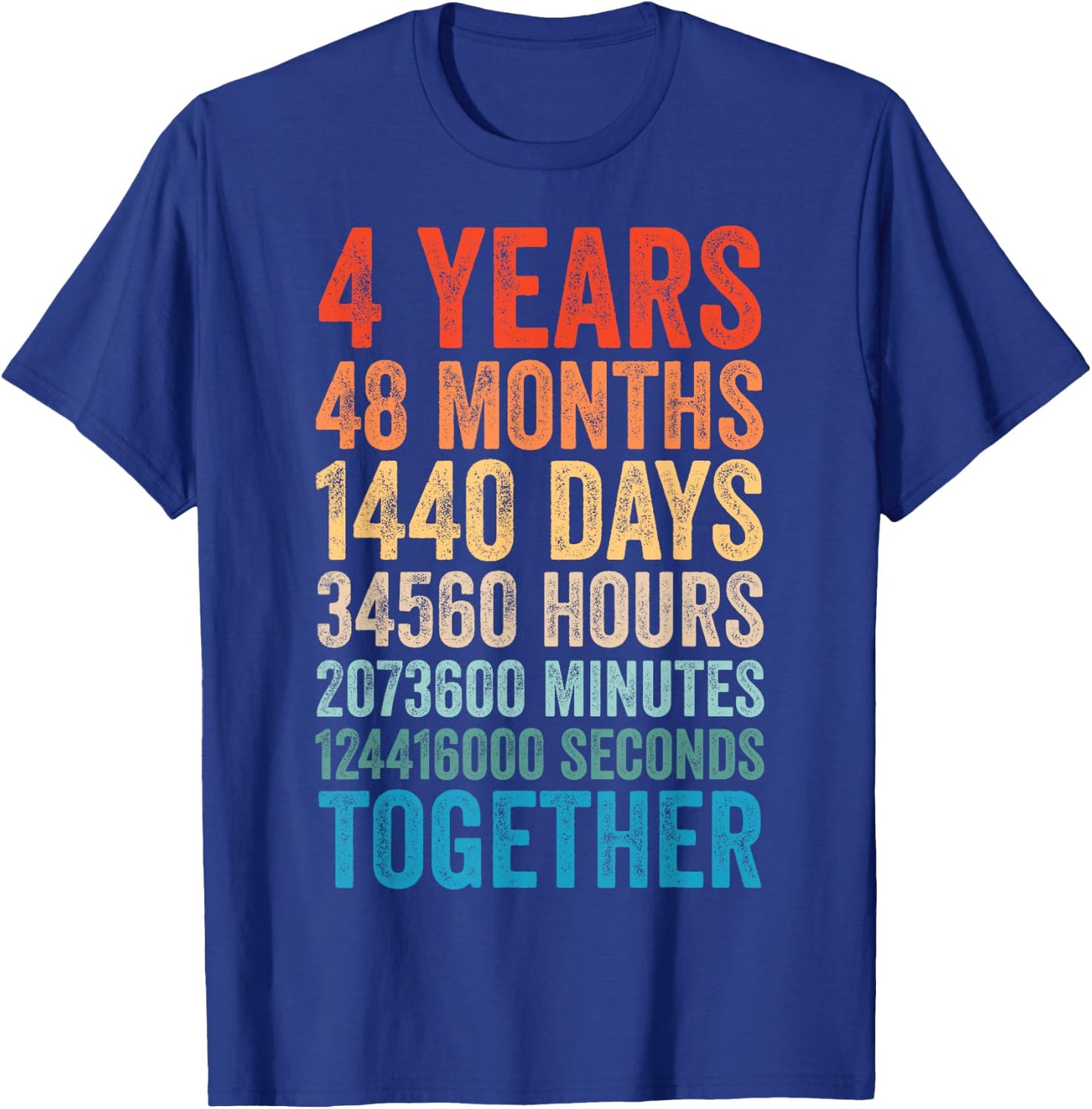 4 Year Anniversary Him Her Couple 4th Wedding T-Shirt - T-Shirt | Royal