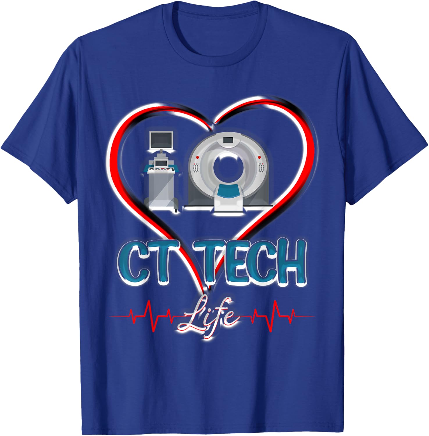 CT Tech Life Heart Funny Technologist T-Shirt - T-Shirt | Royal