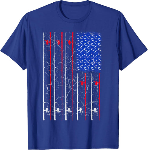 American US Flag Fishing Rod Top, Cool Fisherman Top
