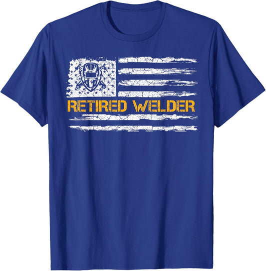 Vintage USA American Flag Retired Welder Retirement Welding T-Shirt - T-Shirt | Royal
