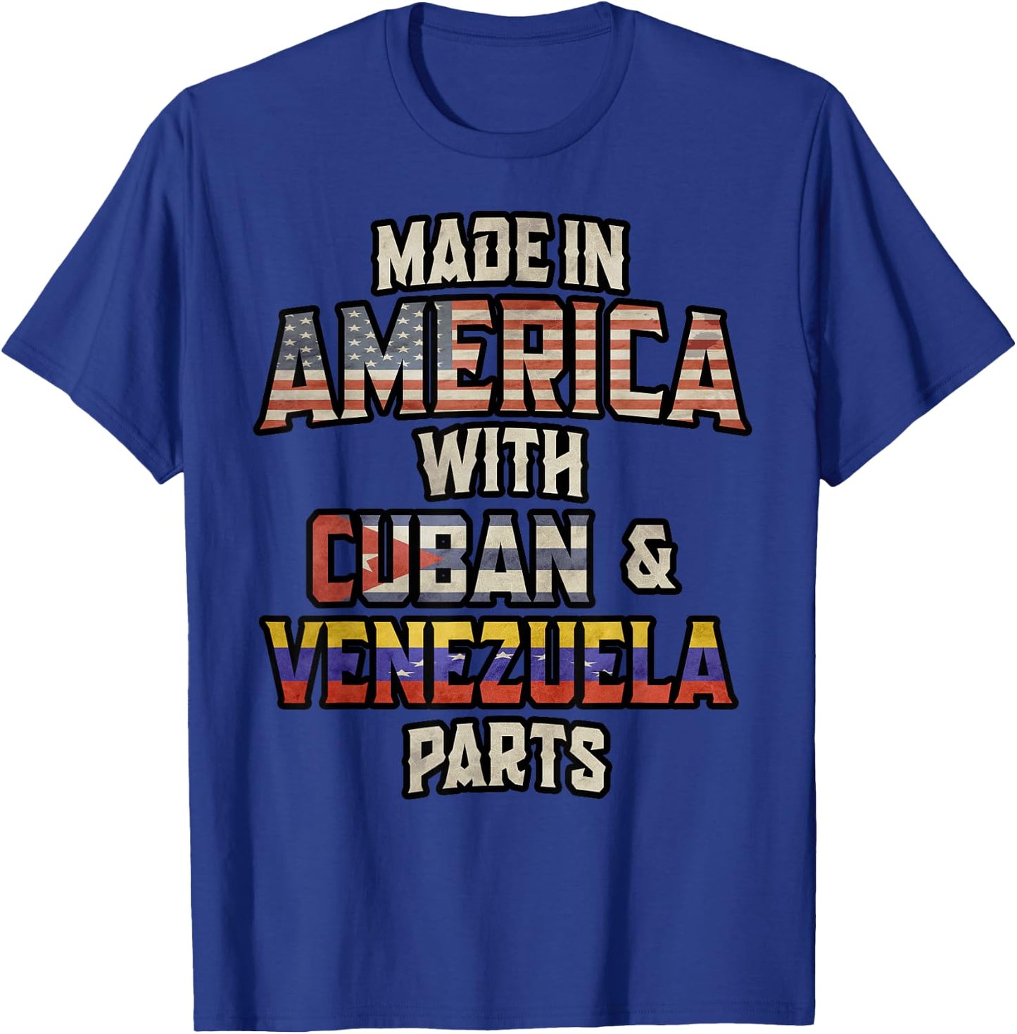 Cuban And Venezuelan Made In America Mix Heritage Vintage T-Shirt - T-Shirt | Royal