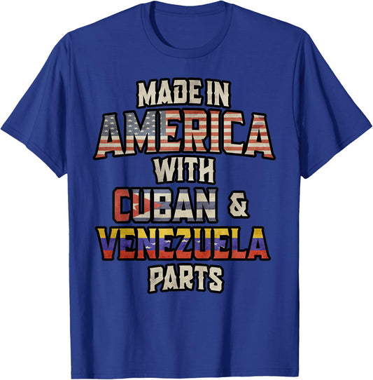 Cuban And Venezuelan Made In America Mix Heritage Vintage T-Shirt - T-Shirt | Royal
