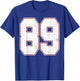 #89 Outline Number 89 Fan Varsity Sports Team Blue Jersey T-Shirt - T-Shirt | Royal