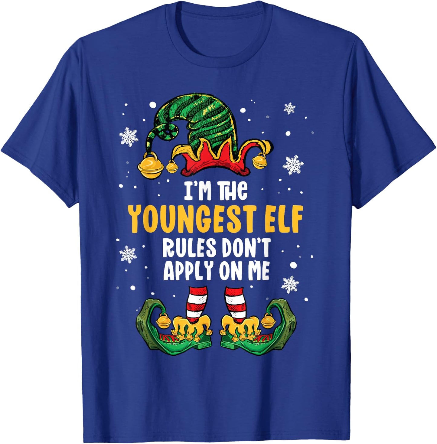 Youngest Child Shirt Elf Family Matching Sibling Christmas T-Shirt - T-Shirt | Royal
