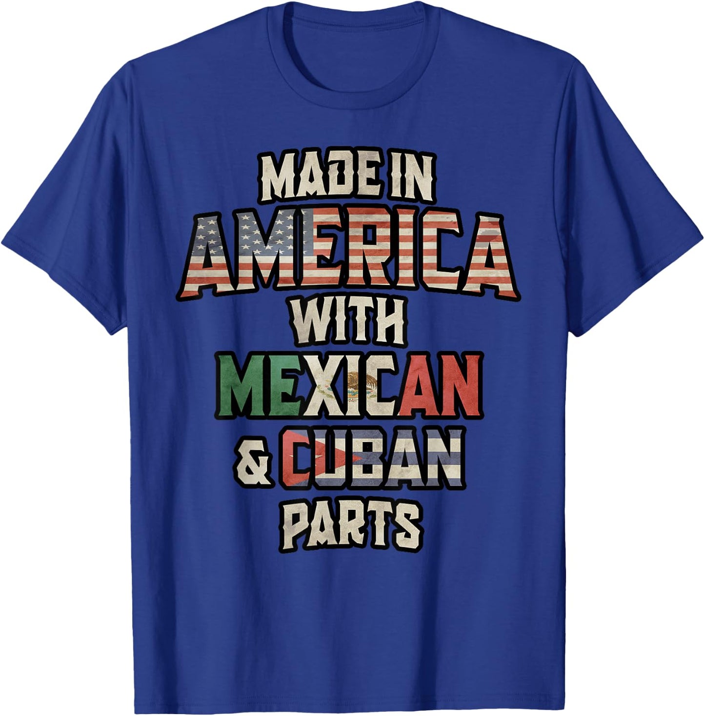 Mexican And Cuban Made In America Mix Heritage Vintage T-Shirt - T-Shirt | Royal
