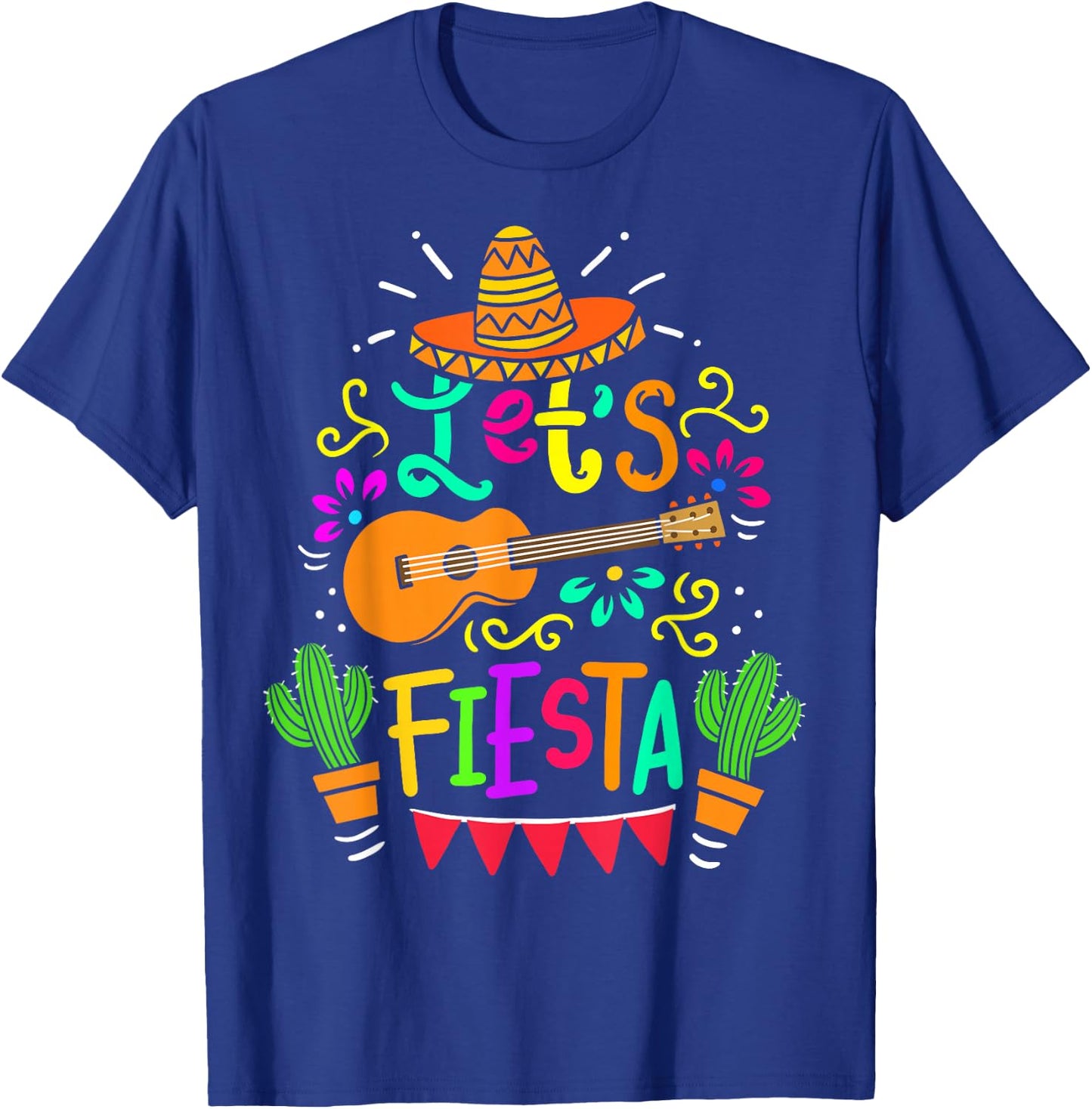 Cinco De Mayo Mexican Guitar Cactus Women Boys Girls T-Shirt - T-Shirt | Royal