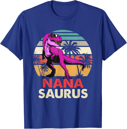 Nanasaurus T Rex Dinosaur Nana Saurus Mother's Day Grandma T-Shirt - T-Shirt | Royal