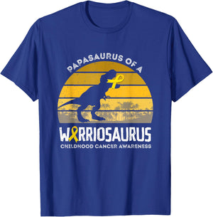 Papasaurus Papa Of A Warrior Childhood Cancer Warrior T-Shirt - T-Shirt | Royal
