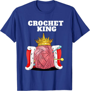Crochet King Yarn Craft Master Funny Crochet Lover T-Shirt - T-Shirt | Royal
