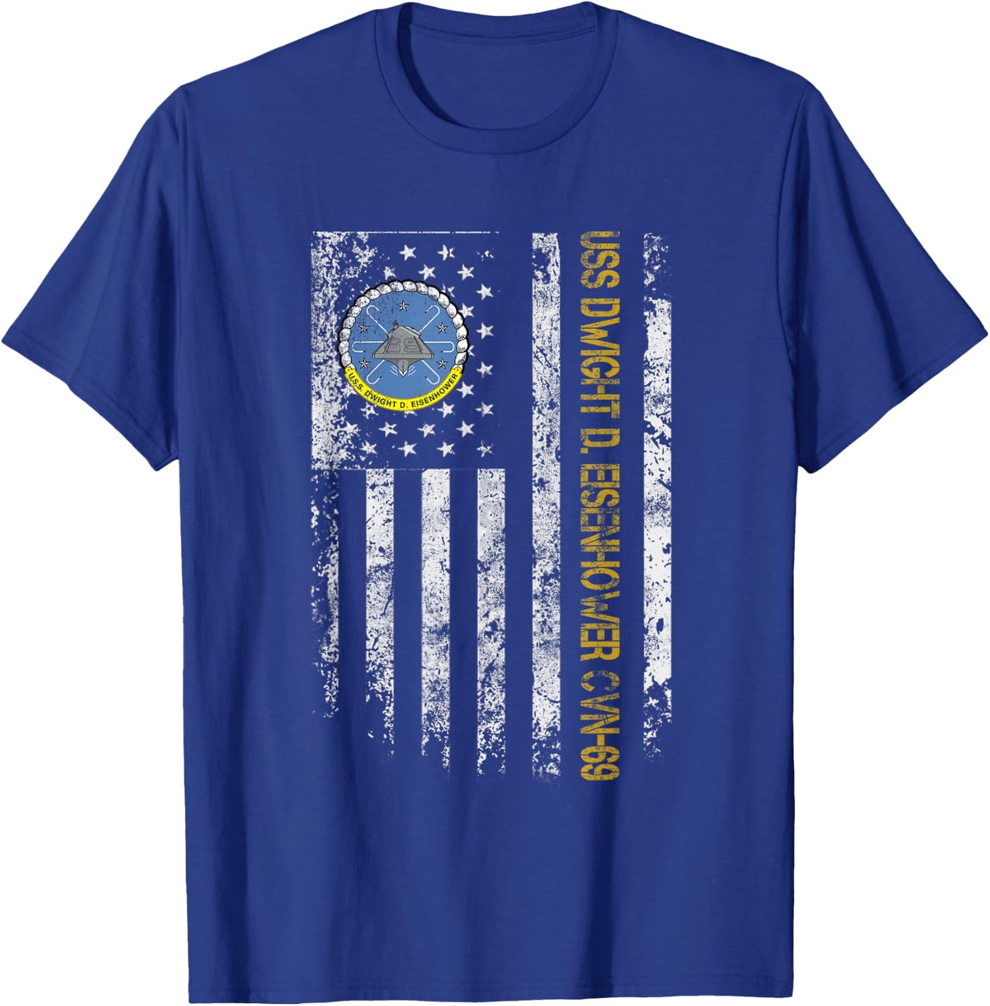 USS Dwight Eisenhower CVN-69 Aircraft Carrier Veteran Flag T-Shirt - T-Shirt | Royal