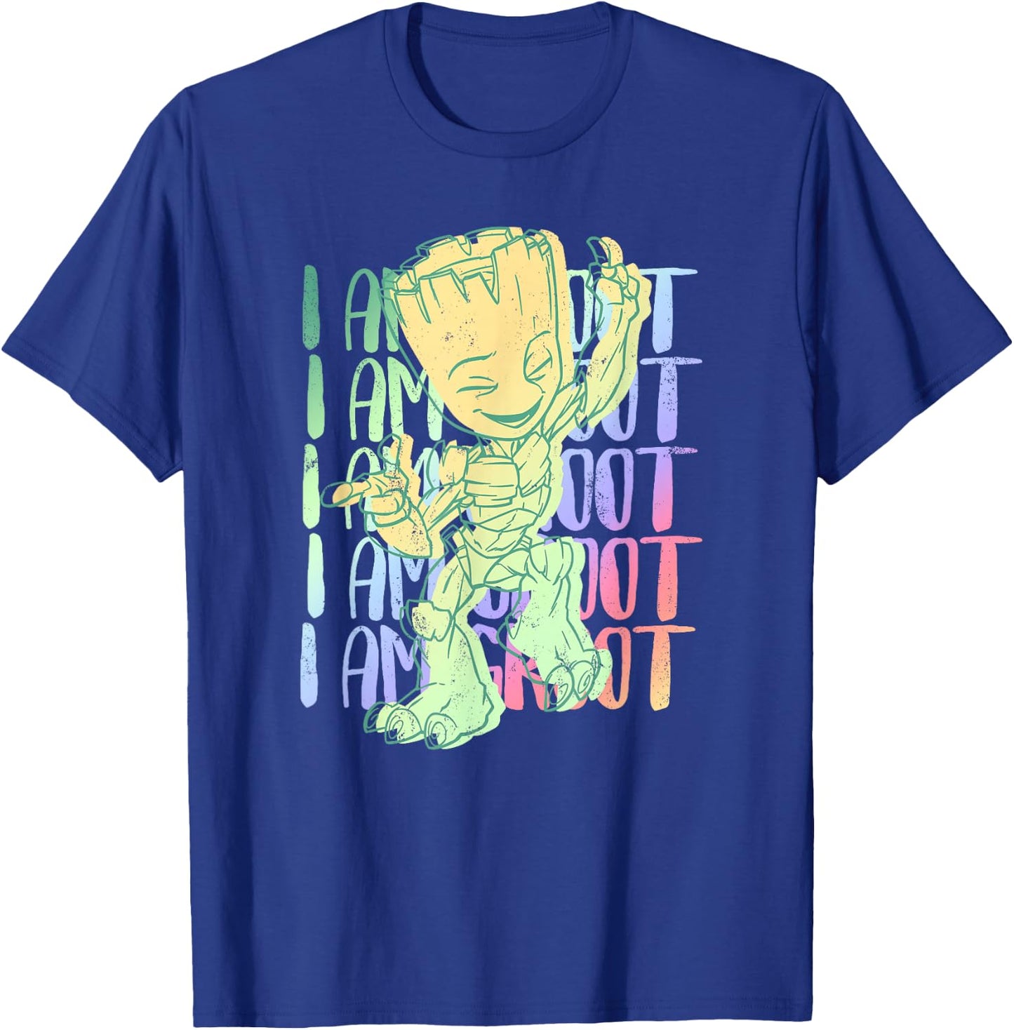 Marvel I Am Groot Happy Groot Neon Text Stack T-Shirt - T-Shirt | Royal