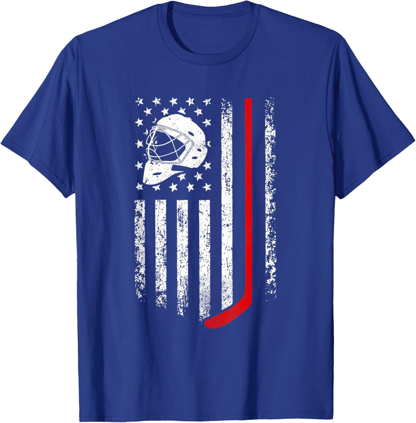 Hockey American Flag Cool Ice Hockey Player Men Women Boys T-Shirt - T-Shirt | Royal