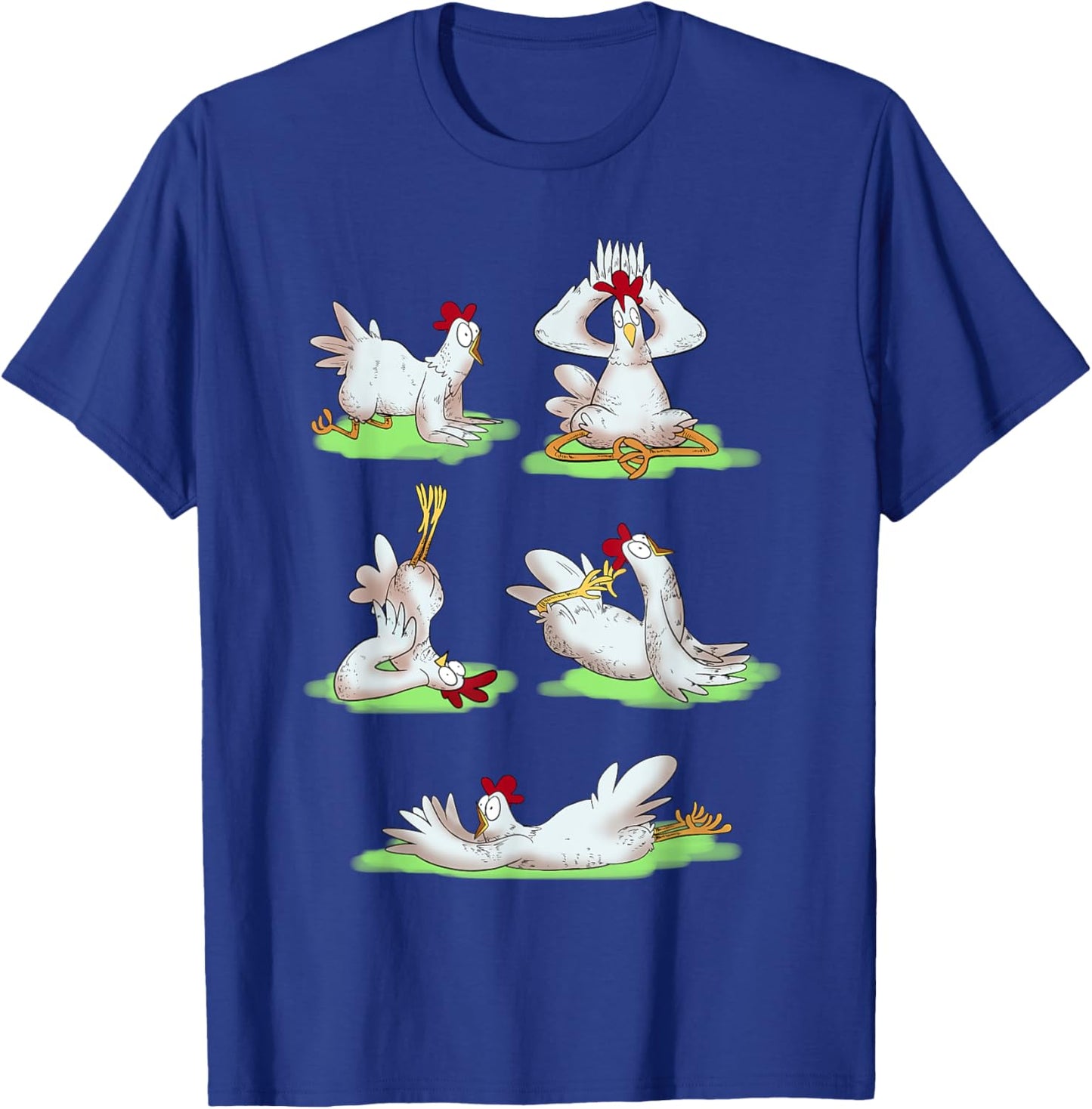 Funny Chicken Yoga Figures T-Shirt - T-Shirt | Royal