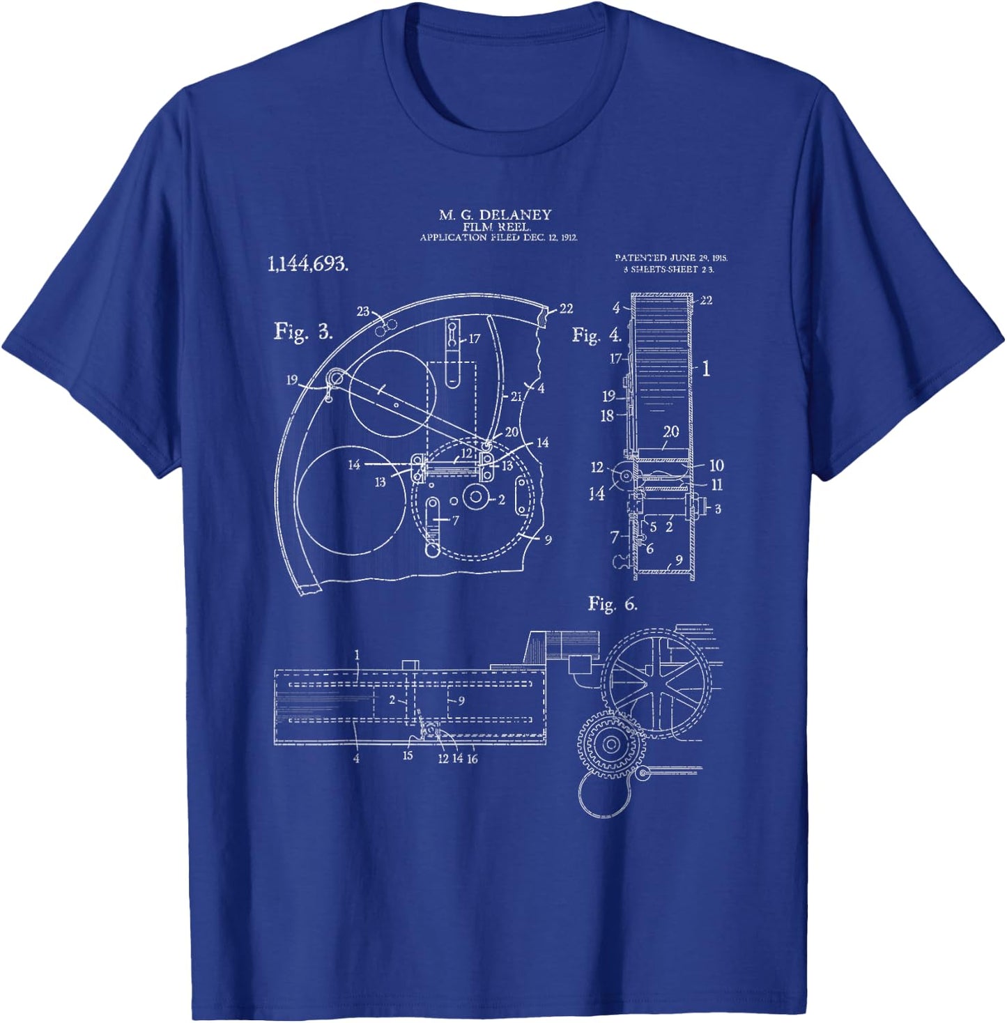 Film Reel Patent Retro Vintage Camera Filmmaker Filmmaking T-Shirt - T-Shirt | Royal