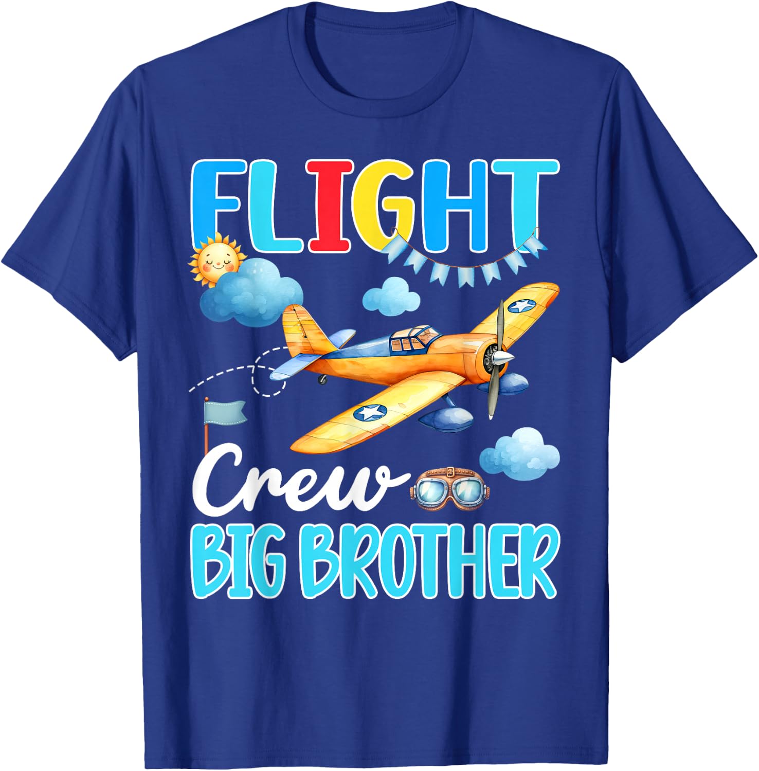 Flight Crew Big Brother Birthday Airplane Matching Family T-Shirt - T-Shirt | Royal