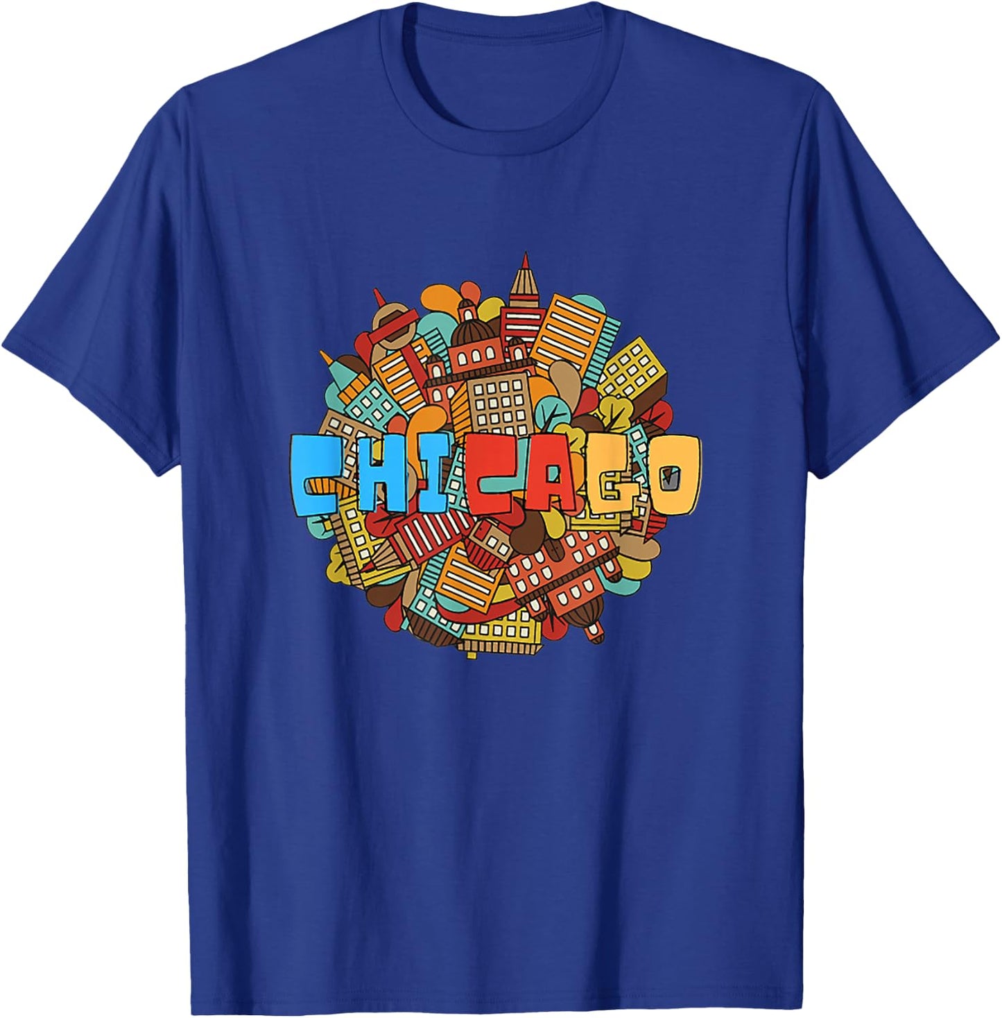 Chicago City State Illinois Downtown Urban Souvenirs T-Shirt - T-Shirt | Royal