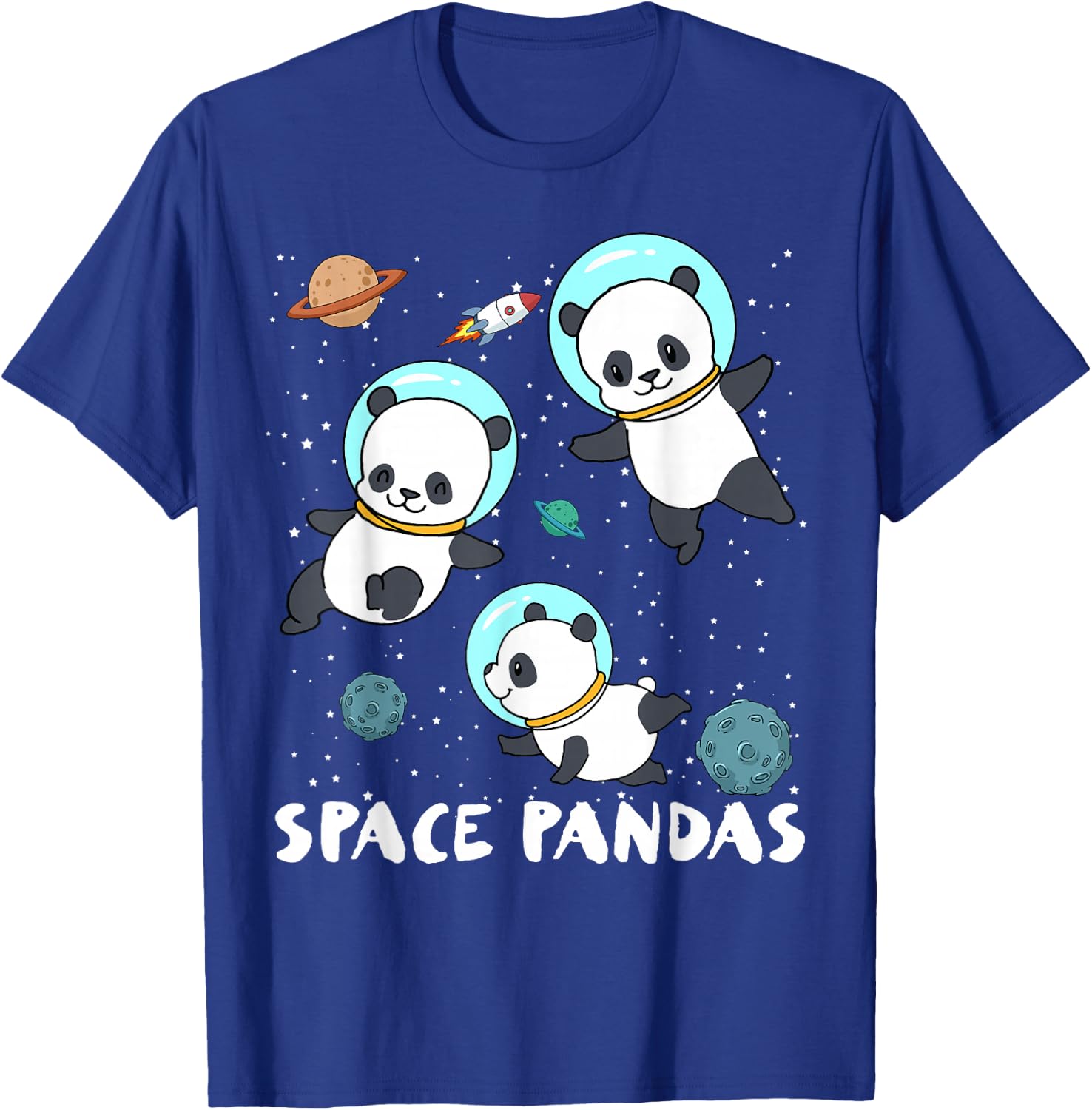 Space Pandas Funny Astronaut Planet Travel T-Shirt - T-Shirt | Royal