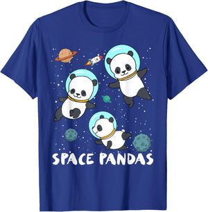 Space Pandas Funny Astronaut Planet Travel T-Shirt - T-Shirt | Royal