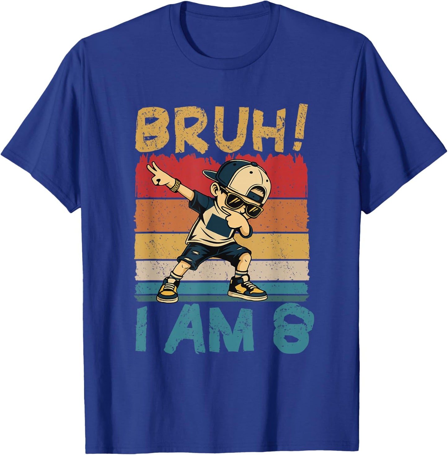 Bruh I'm 8 Eight 8th Birthday Dabbing 8 Years Old Boy Kids T-Shirt - T-Shirt | Royal