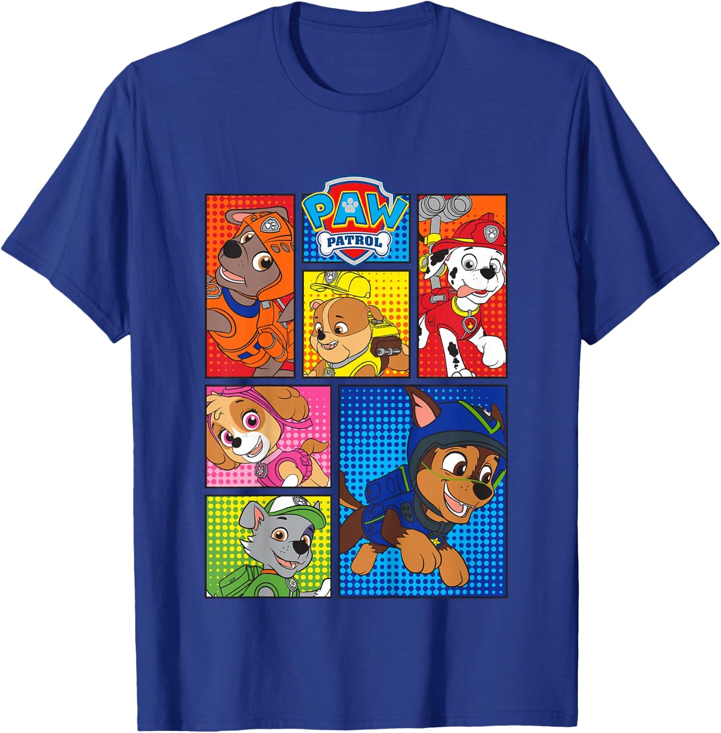 Kids Paw Patrol Pups in Comic Boxes T-Shirt - T-Shirt | Royal