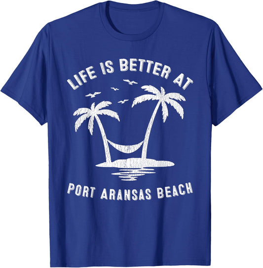 Port Aransas Family Vacation Vintage Texas Beach T-Shirt - T-Shirt | Royal