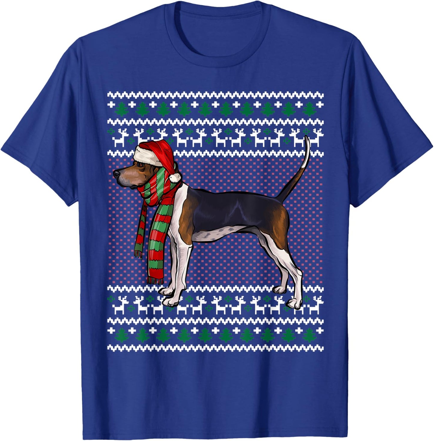 Xmas Treeing Walker Coonhound Dog Santa Hat Ugly Christmas Men Women Kids T-Shirt - T-Shirt | Royal