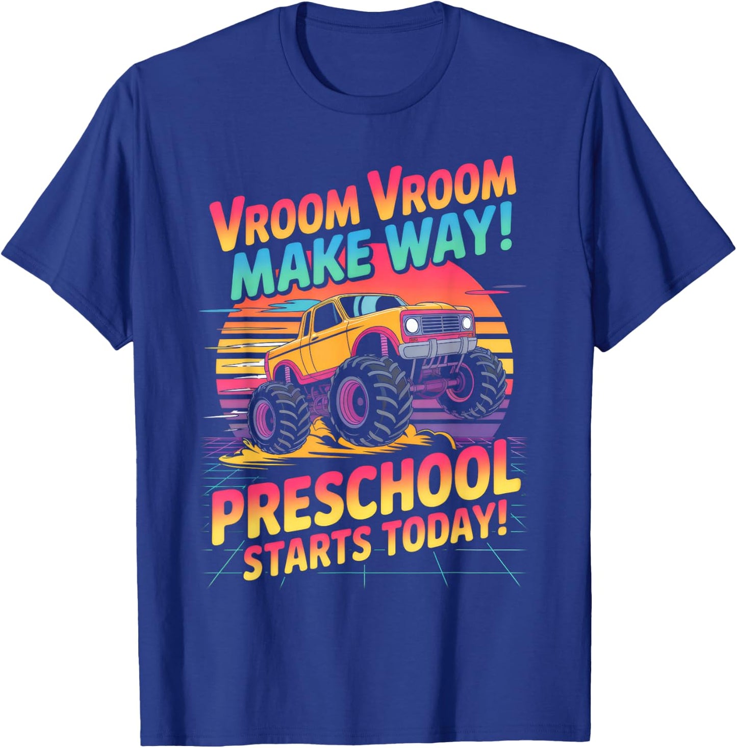 Back to School Preschool Pre-K Monster Truck First Day Boys T-Shirt - T-Shirt | Royal