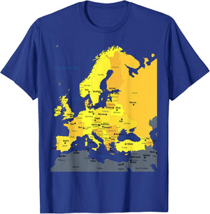 Europe map, all European countries names and capital cities T-Shirt - T-Shirt | Royal