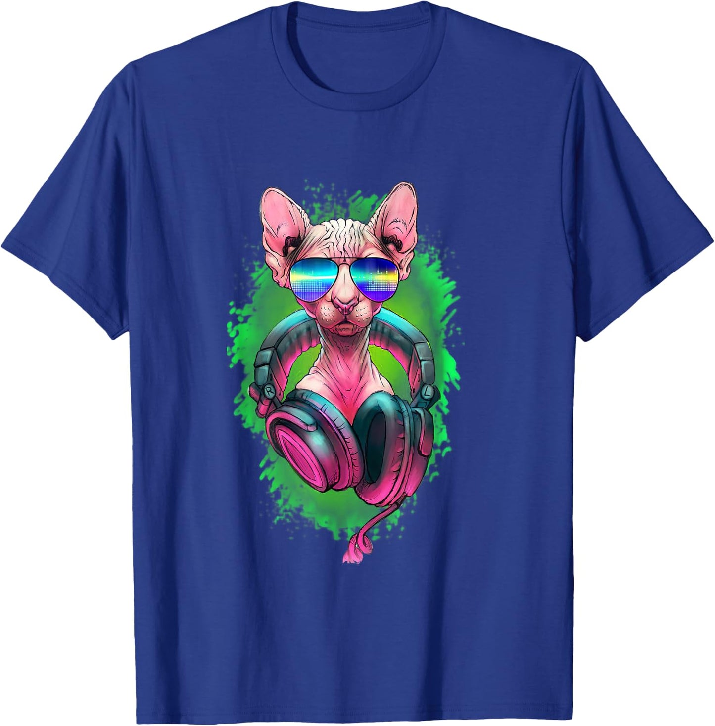 Rave Sphynx EDM Kitty DJ Kitten Cat Hairless Lovers Owner T-Shirt - T-Shirt | Royal