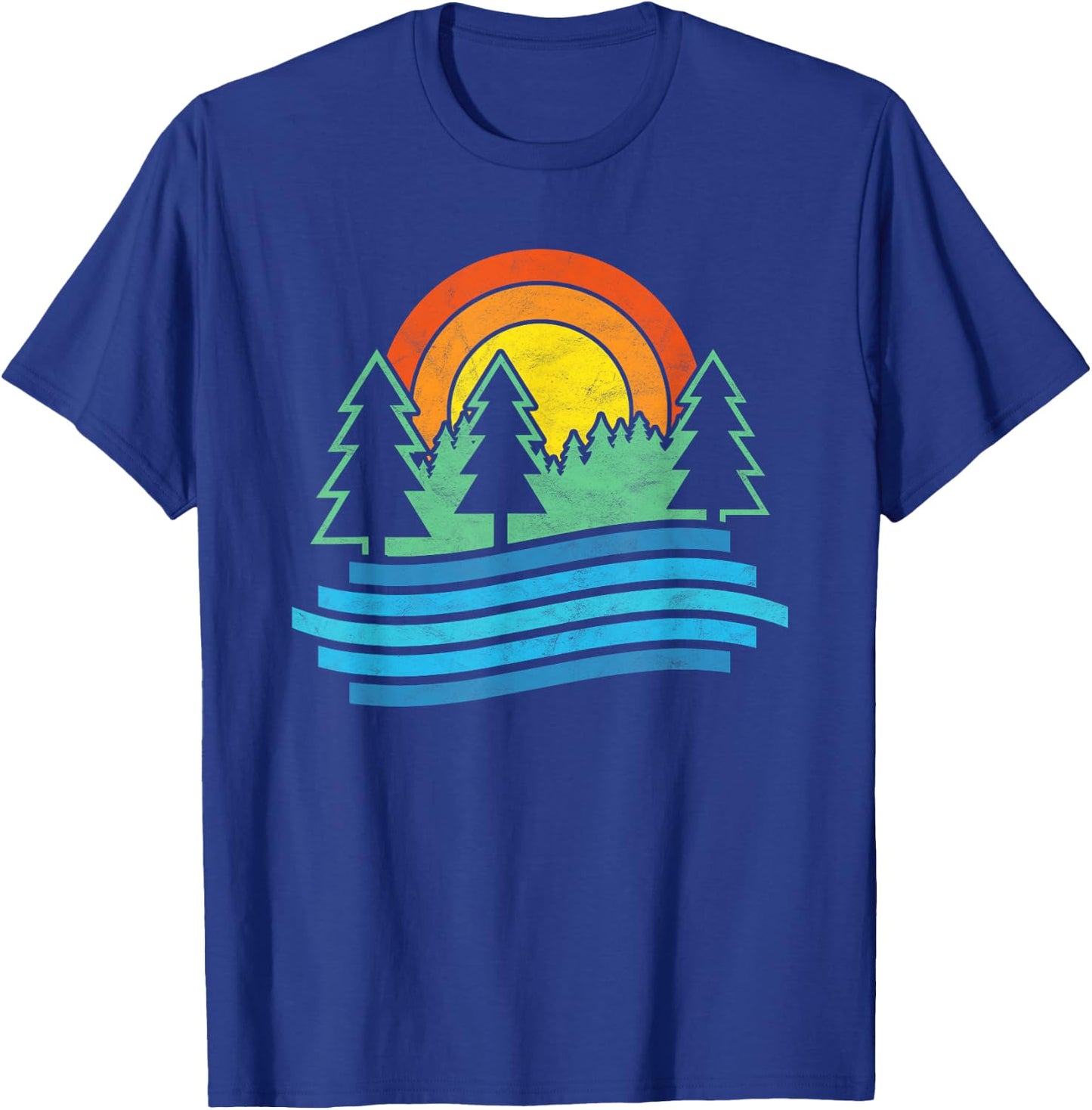 Outdoors Tree & River Design Vintage Nature Shirt T-Shirt - T-Shirt | Royal