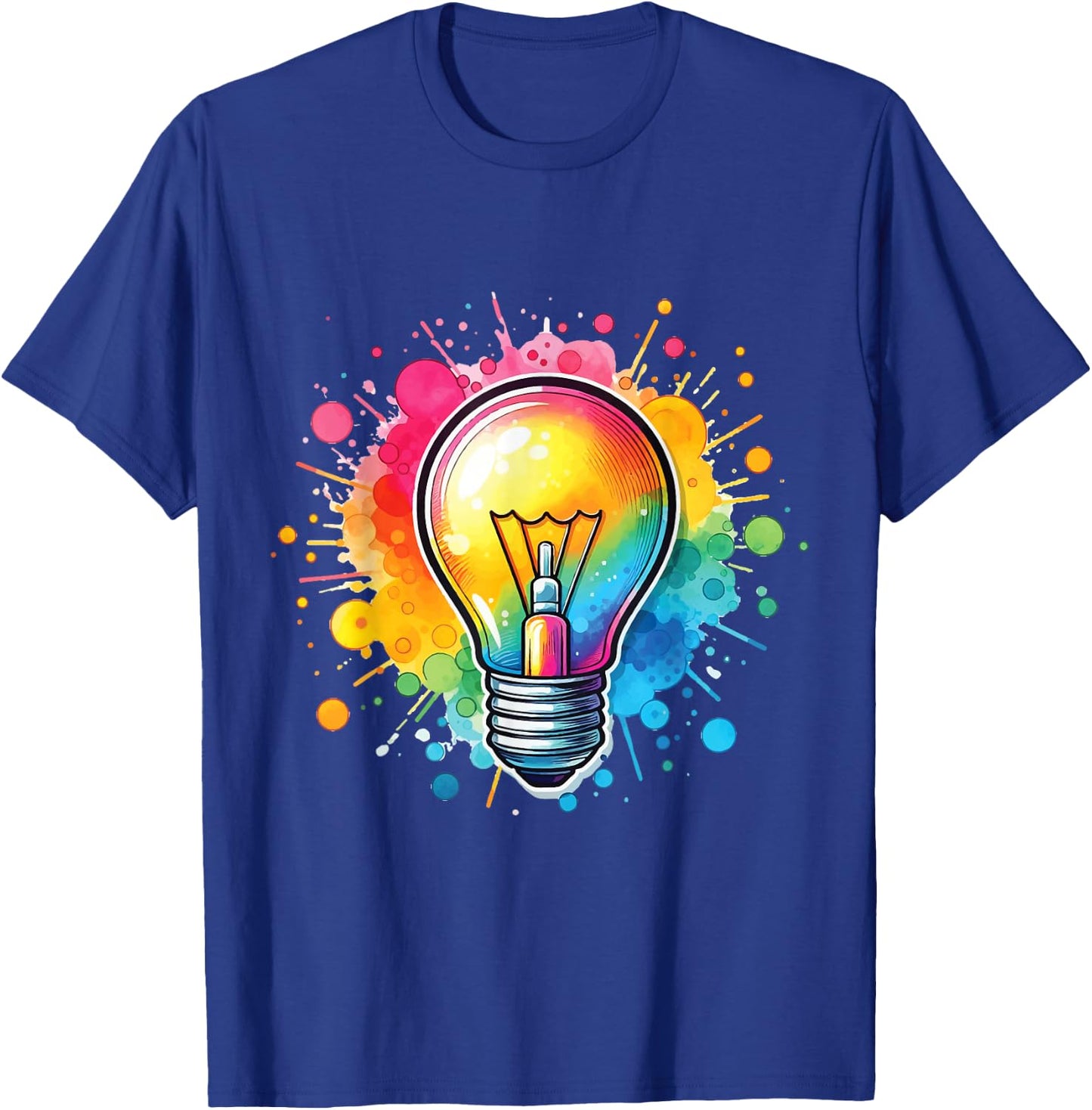 Vibrant Colorful Lightbulb Shirt Electrician Cute Light Bulb T-Shirt - T-Shirt | Royal