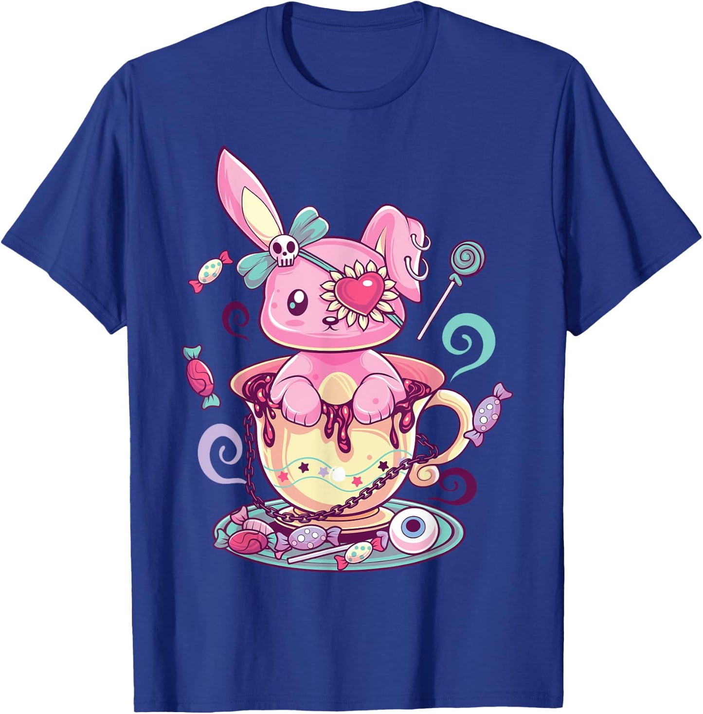 Kawaii Pastel Goth Cute Creepy Rabbit Menhera Occult Bunny T-Shirt - T-Shirt | Royal