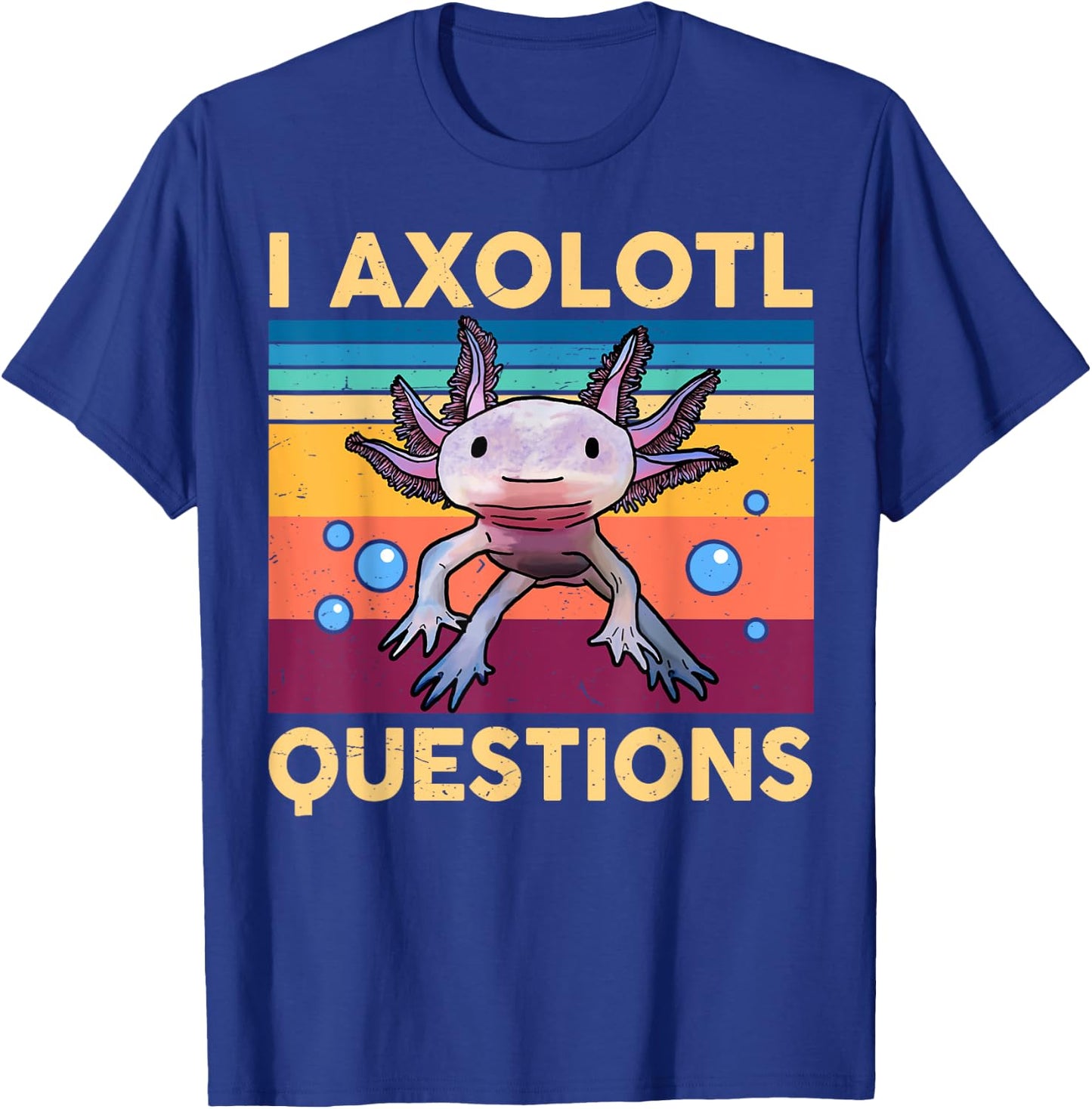 Large Axolotl Retro I Axolotl Questions Cute Axolotl Kids T-Shirt - T-Shirt | Royal