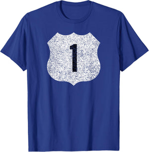 U.S. Highway 1 US1 Road Sign Route 1 T-Shirt - T-Shirt | Royal