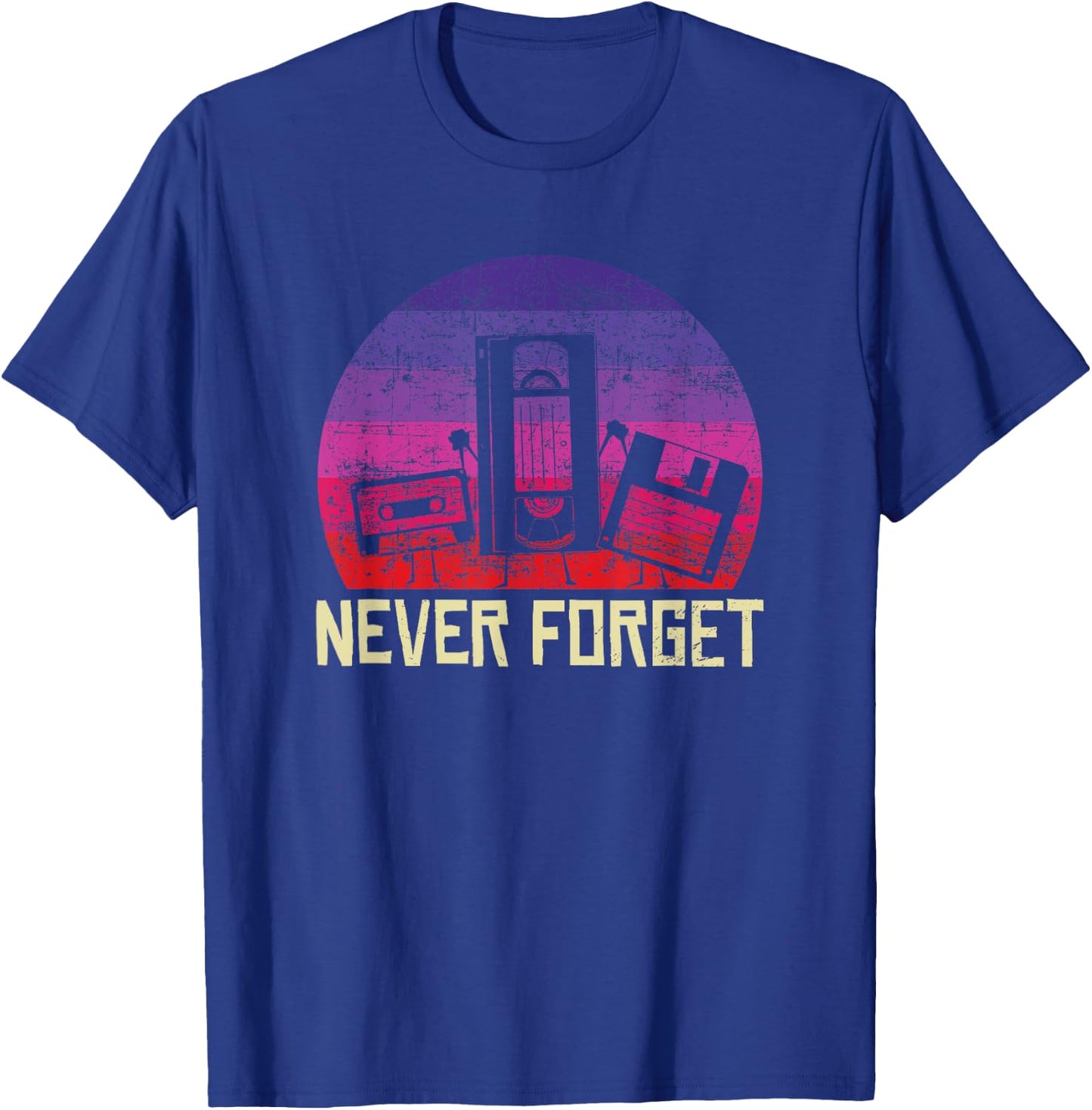 Never Forget Vintage Cassette Floppy Disk VHS Tape retro T-Shirt - T-Shirt | Royal
