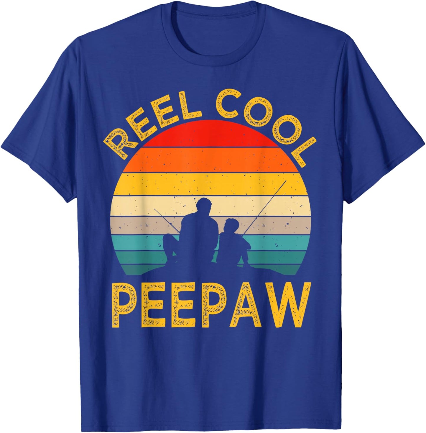 Reel Cool Peepaw Fishing Daddy Vintage Grandpa Fathers Day T-Shirt - T-Shirt | Royal