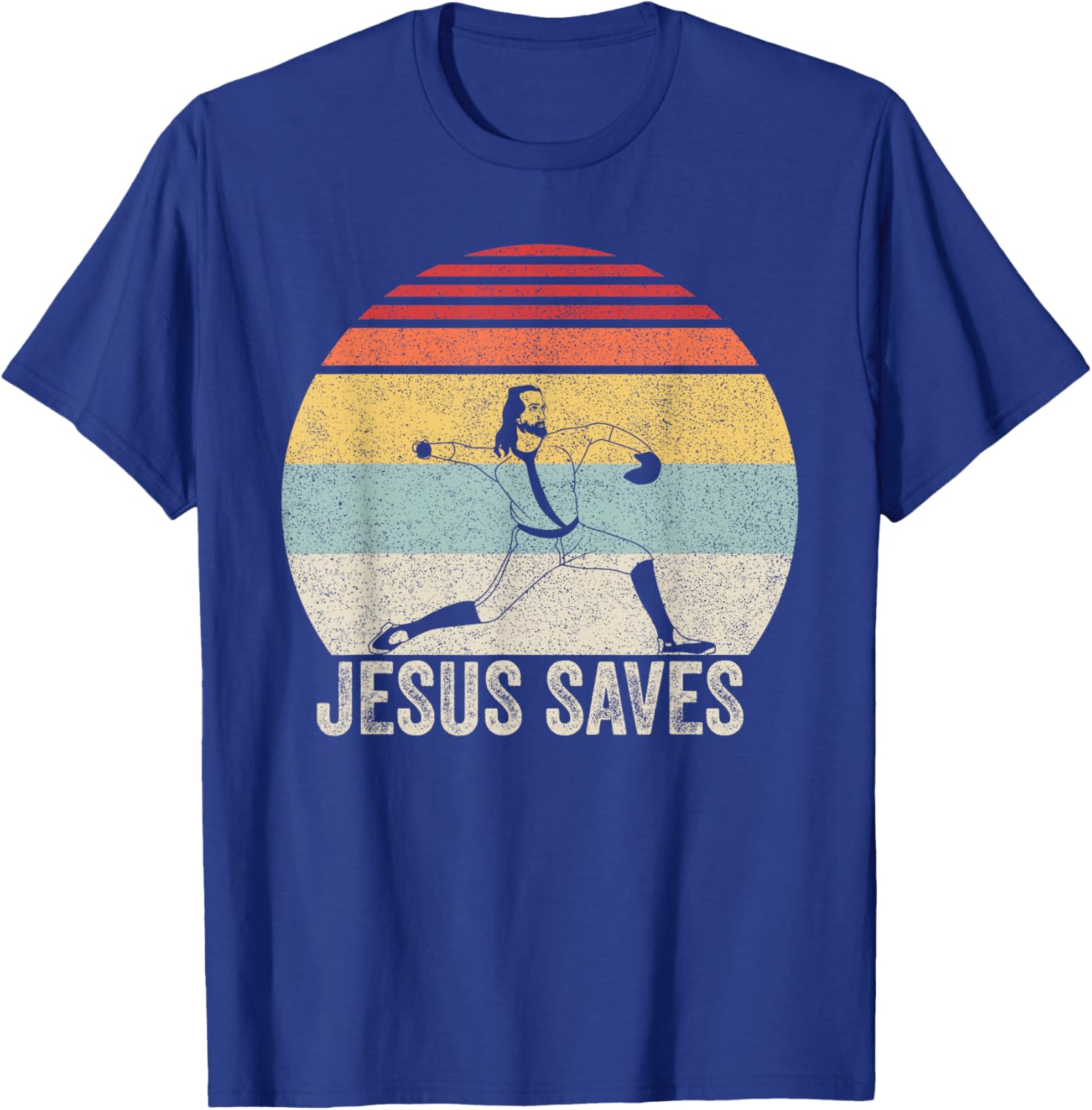 Retro Jesus Saves Baseball Shirt Religious Christian Faith T-Shirt - T-Shirt | Royal