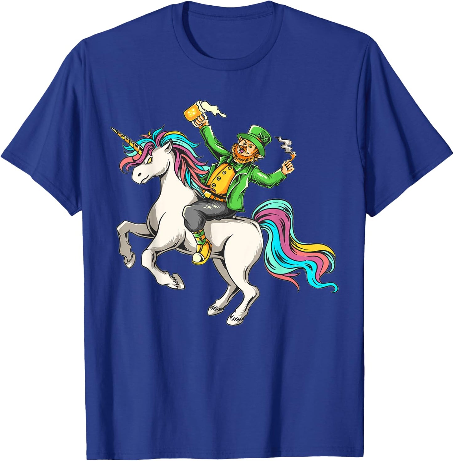 Leprechaun riding a Lepricorn Unicorn St Patricks Day T-Shirt - T-Shirt | Royal