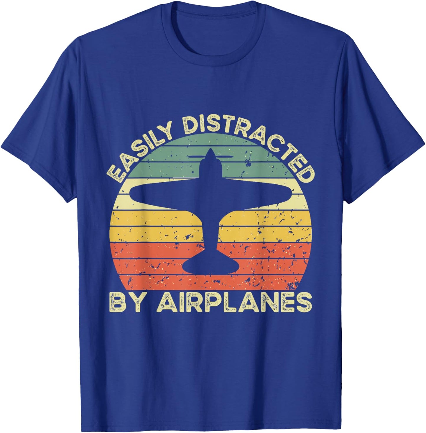 Easily Distracted Airplanes Aviation Pilot Airplane Lover T-Shirt - T-Shirt | Royal